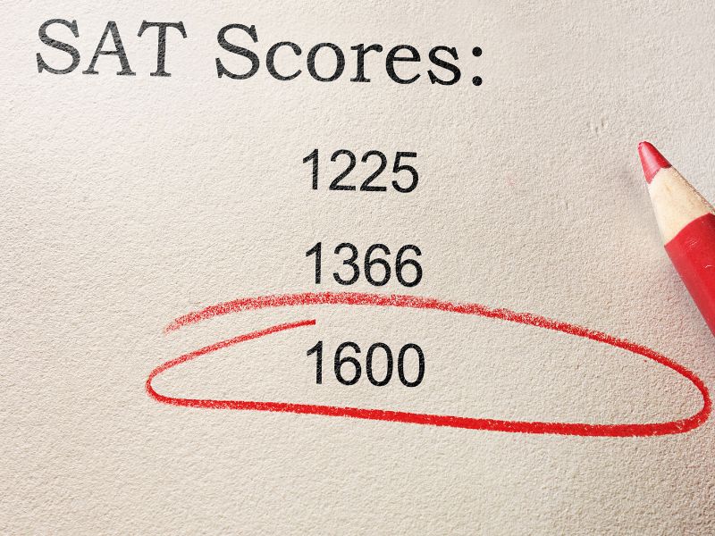 sat exam score highlighted